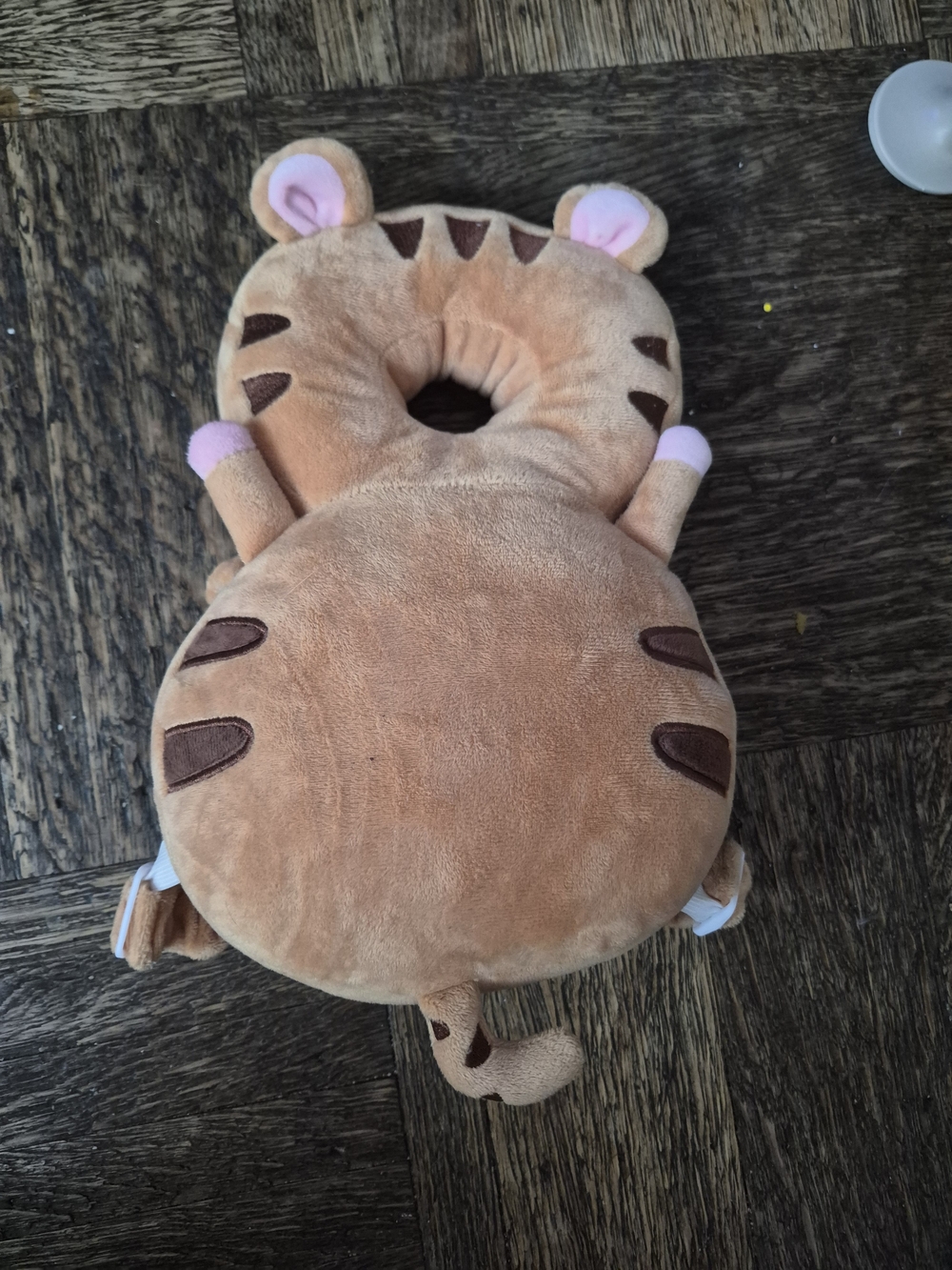 Plush Tiger Head Protector Pillow for Babies - Tan